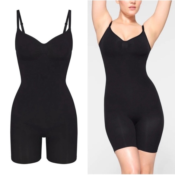 SKIMS Seamless Sculpt Mid Thigh Bodysuit Onyx Large New - Picture 1 of 8